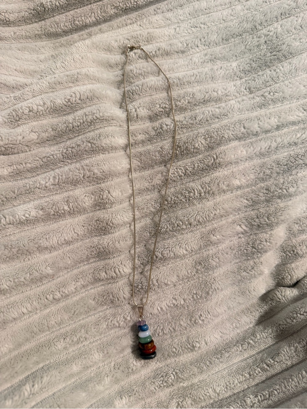 Vintage Semi Precious Stone Pendant Sterling Silver 18 Inch Necklace  1990s